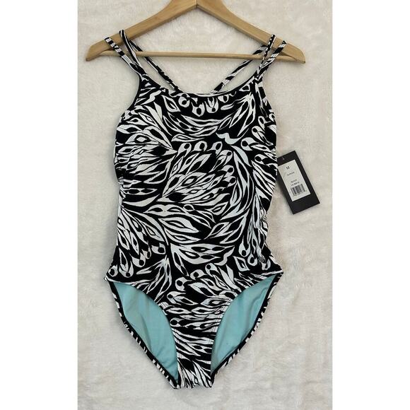NWT Spyder Black White One Piece Swimsuit M $68 - Picture 1 of 10